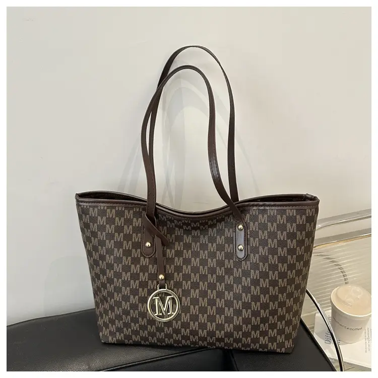 Women's White Checkered Shoulder Bag with MM Logo — feature 21
