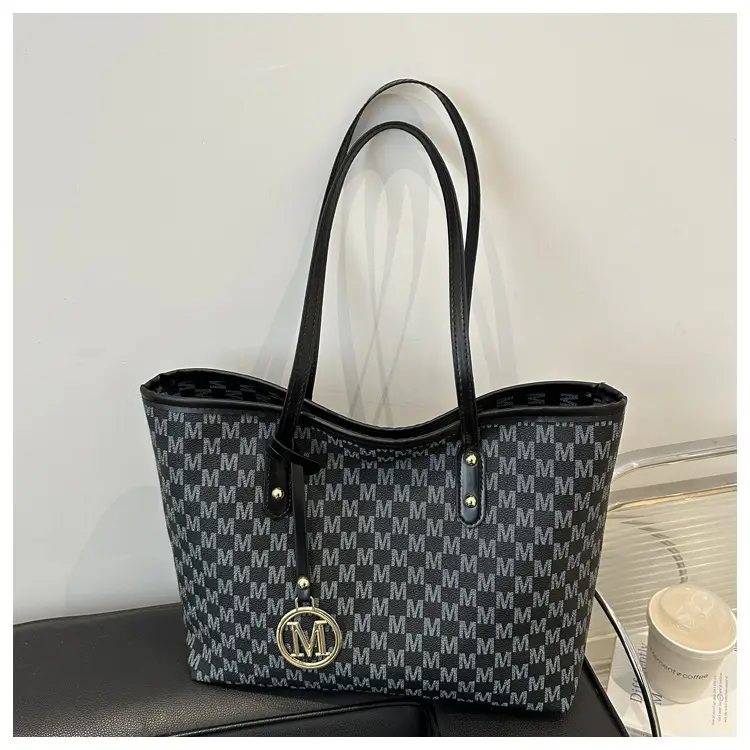 Women's White Checkered Shoulder Bag with MM Logo — feature 22