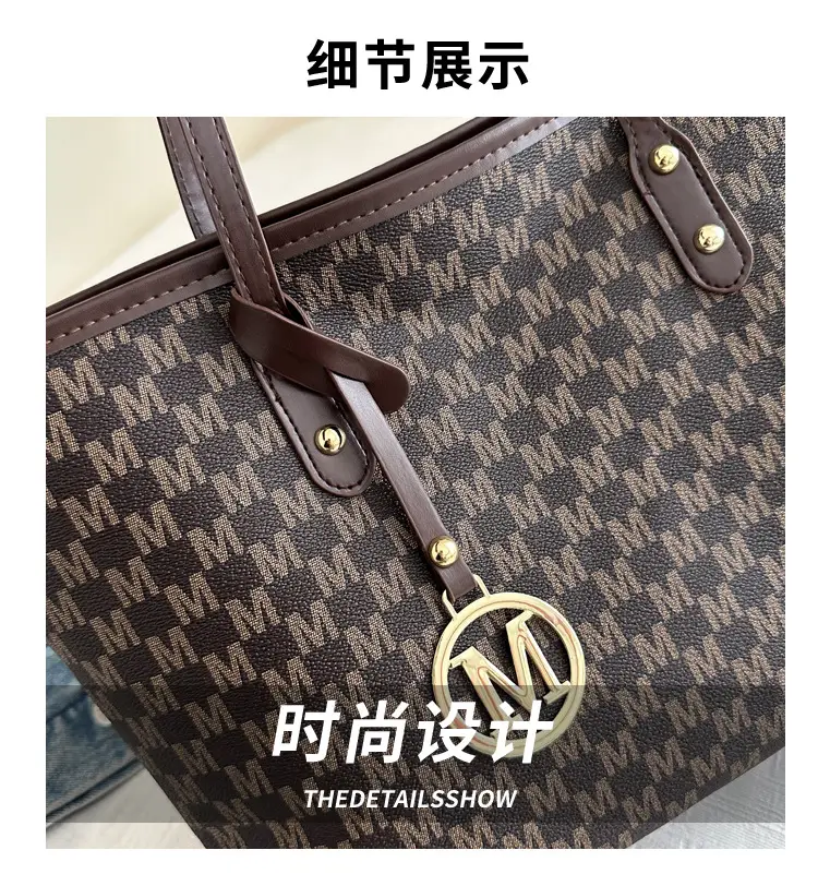 Women's White Checkered Shoulder Bag with MM Logo — feature 3