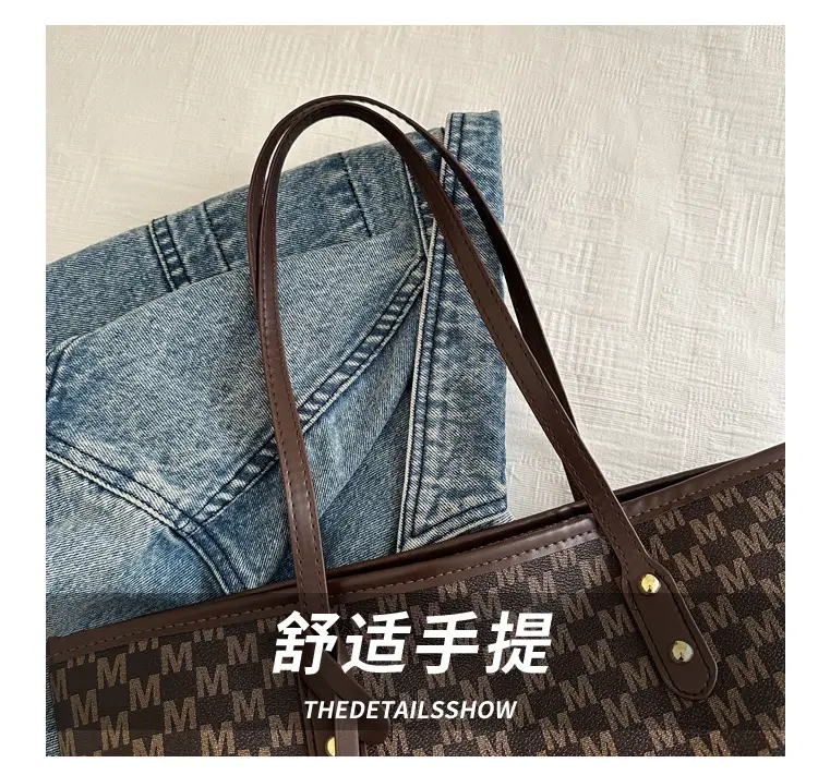 Women's White Checkered Shoulder Bag with MM Logo — feature 4