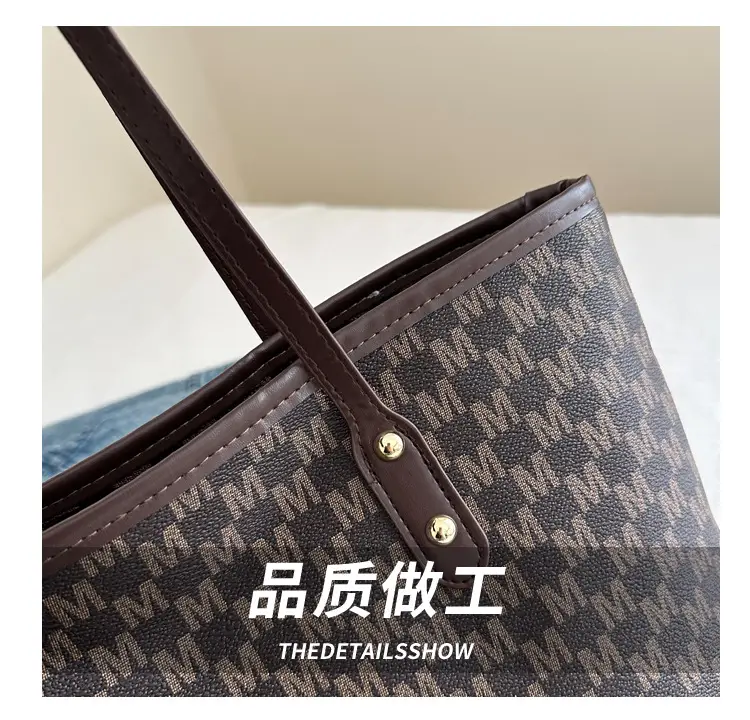 Women's White Checkered Shoulder Bag with MM Logo — feature 5