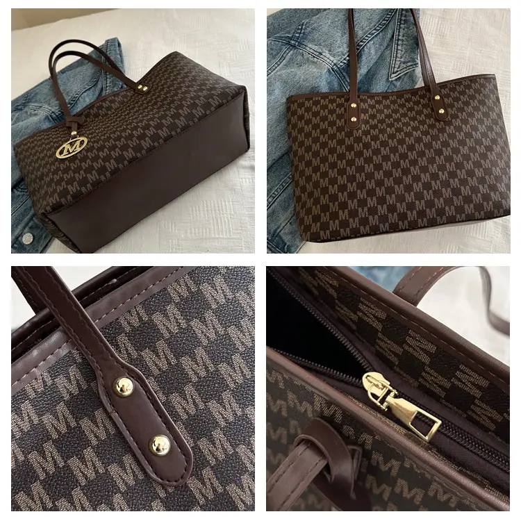 Women's White Checkered Shoulder Bag with MM Logo — feature 8