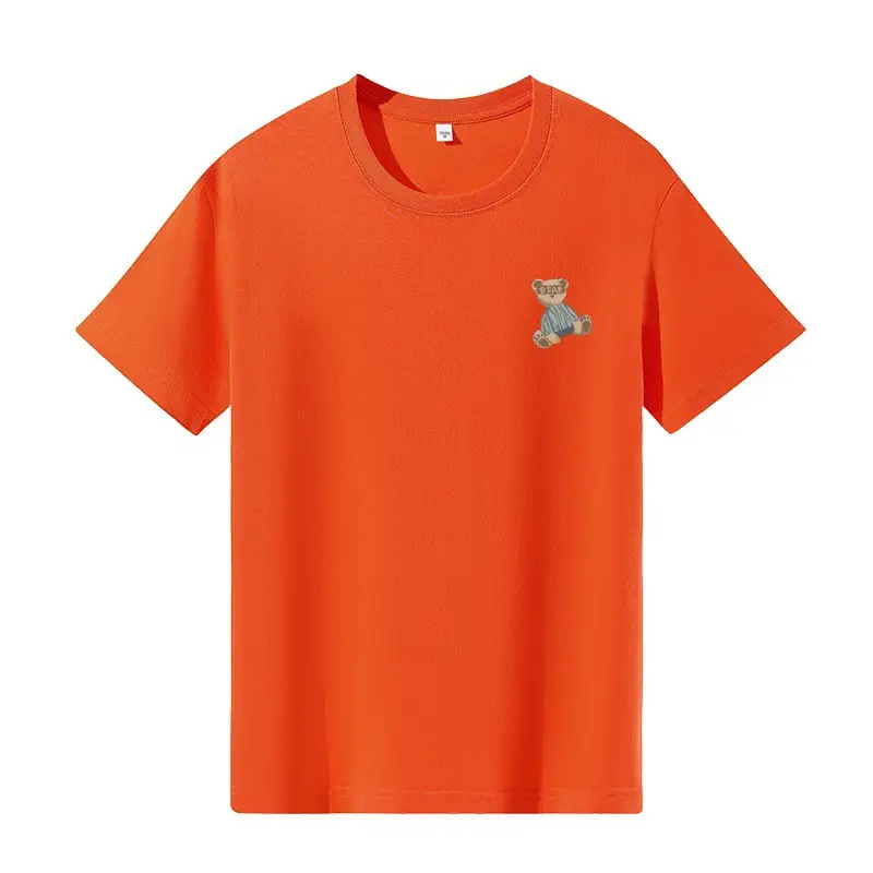 Red Teddy Bear Print Women T-shirt Short Sleeve Cotton