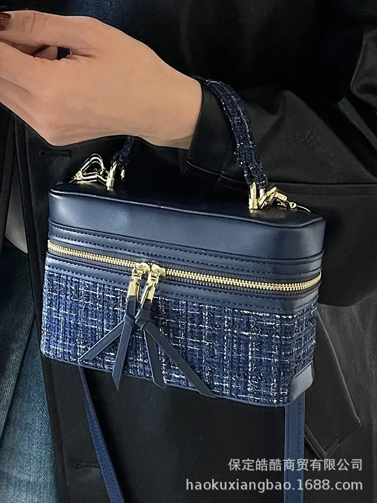 Women's Blue Embroidered Satchel Shoulder Bag 2025 - Image 5