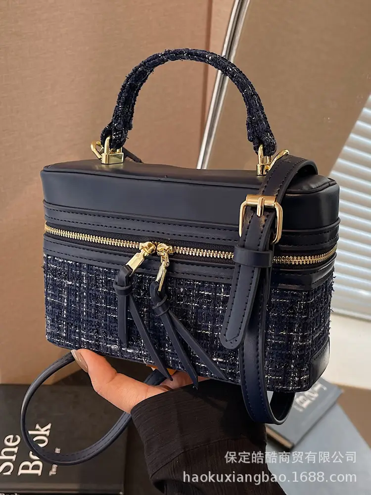 Women's Blue Embroidered Satchel Shoulder Bag 2025 - Image 6