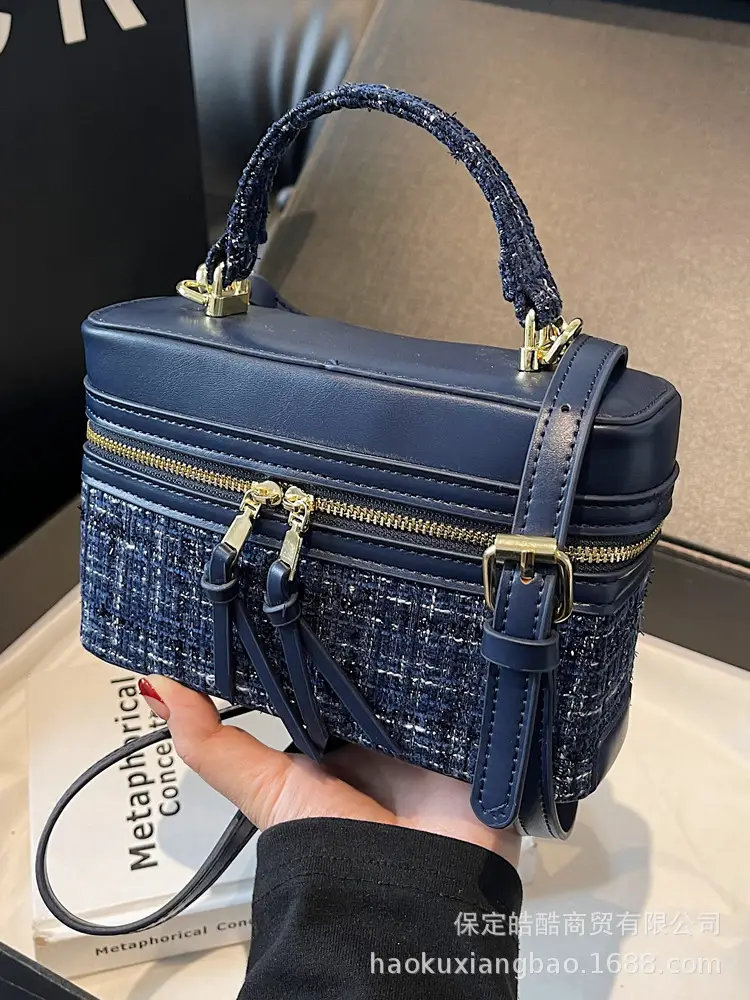Women's Blue Embroidered Satchel Shoulder Bag 2025 - Image 7
