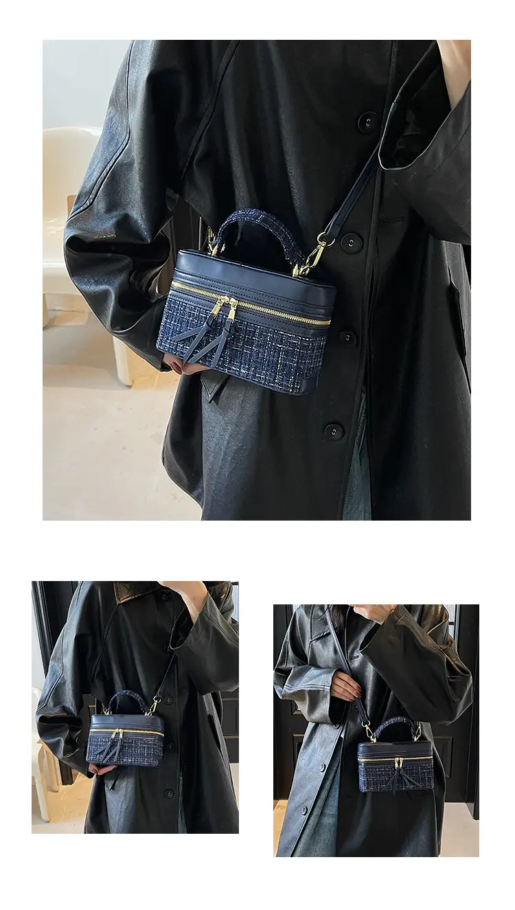 Women's Blue Embroidered Satchel Shoulder Bag 2025 — feature 11