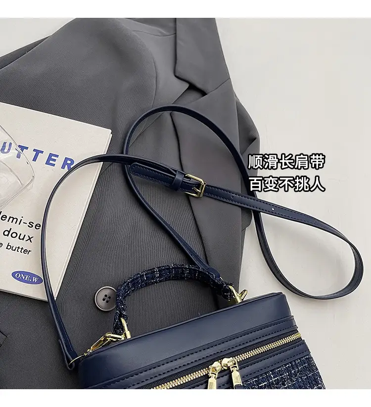 Women's Blue Embroidered Satchel Shoulder Bag 2025 — feature 2