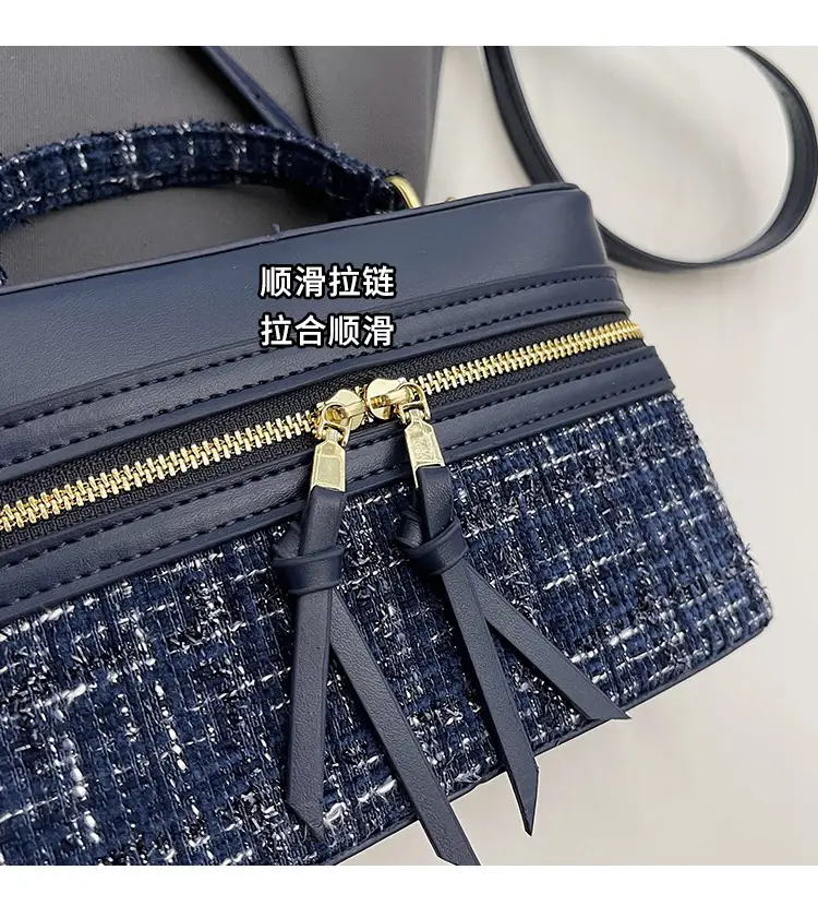 Women's Blue Embroidered Satchel Shoulder Bag 2025 — feature 3
