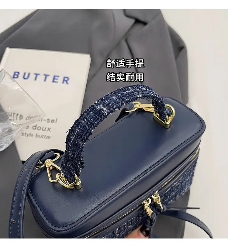 Women's Blue Embroidered Satchel Shoulder Bag 2025 — feature 4
