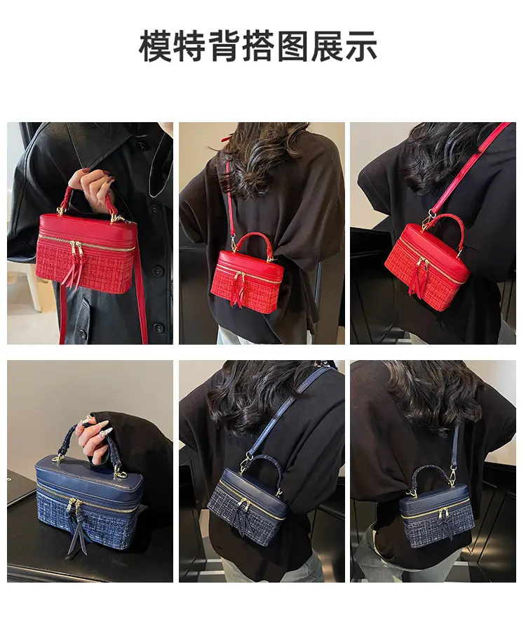 Women's Blue Embroidered Satchel Shoulder Bag 2025 — feature 8