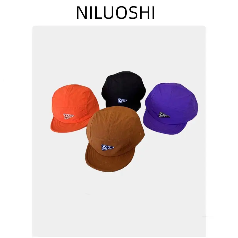 Black Cotton Baseball Cap with Logo & Eave - Image 12