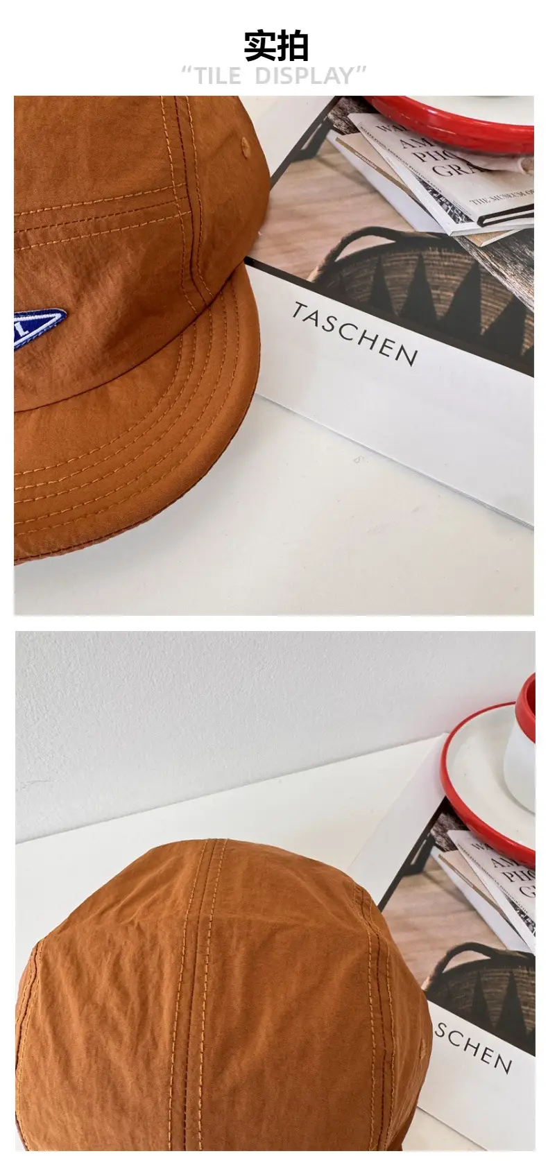 Black Cotton Baseball Cap with Logo & Eave — feature 4