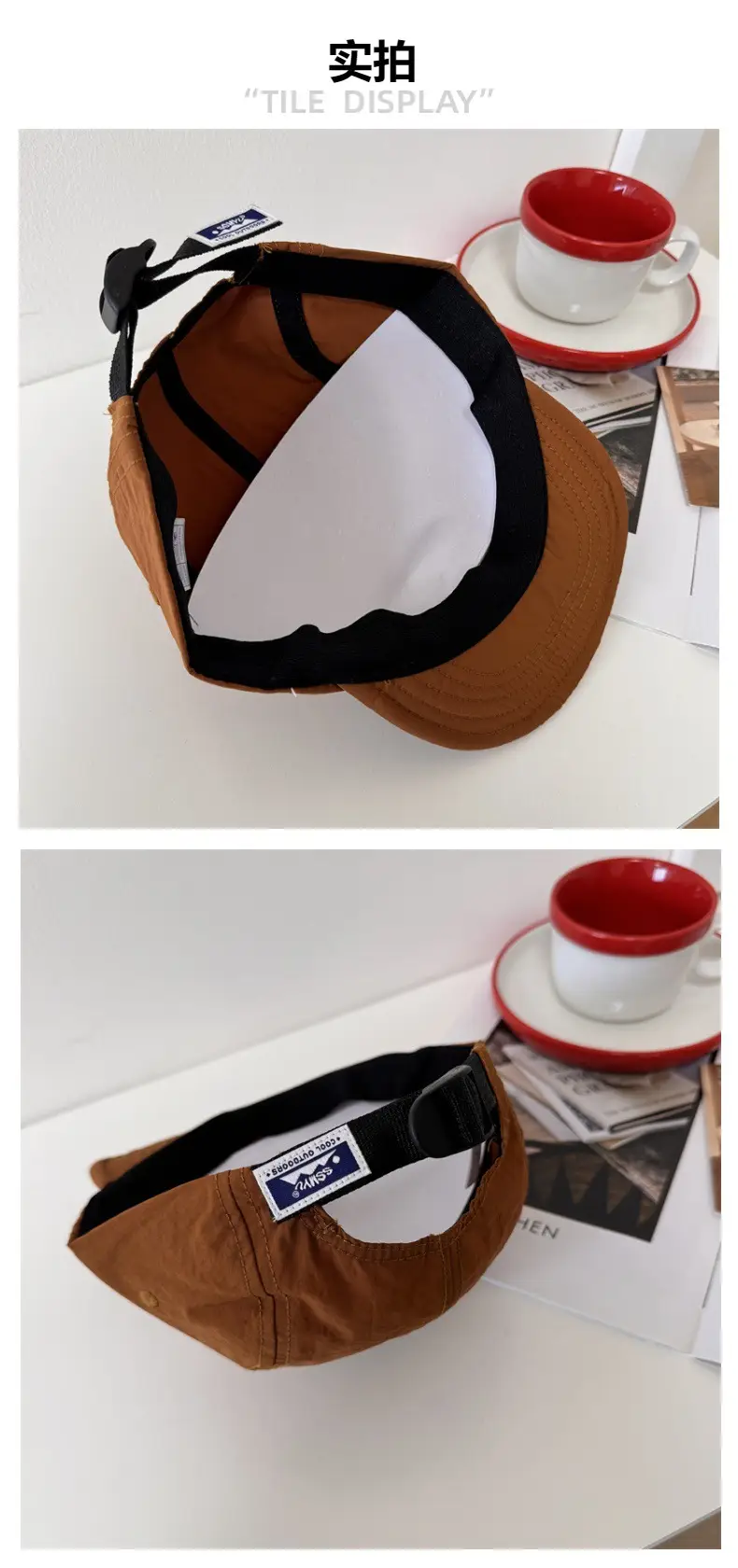 Black Cotton Baseball Cap with Logo & Eave — feature 5
