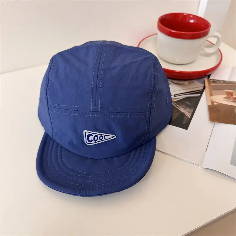 Black Cotton Baseball Cap with Logo & Eave - Image 4