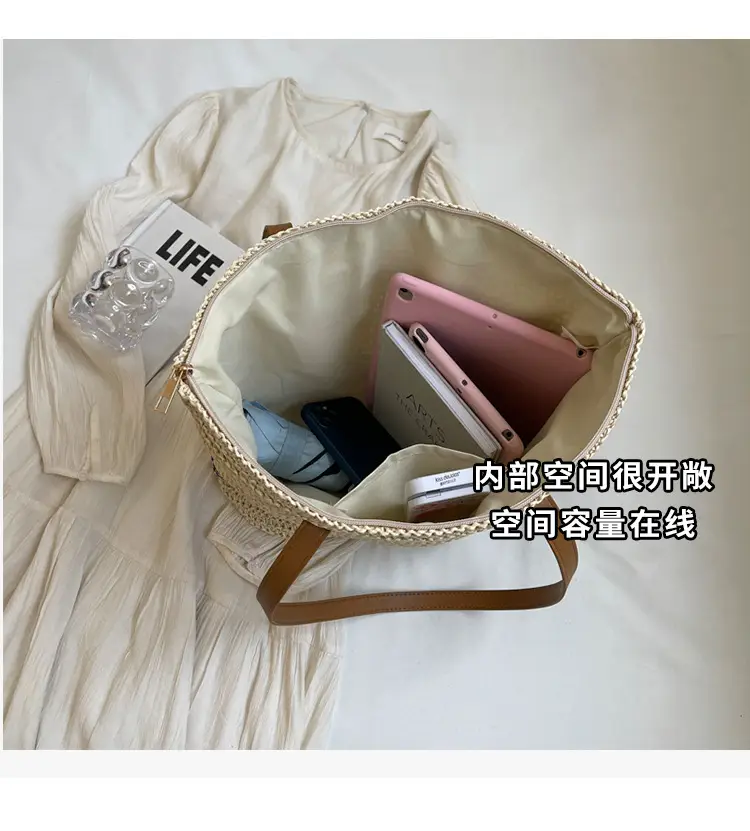 Hollow Straw Shoulder Bag Large Capacity Women — feature 10