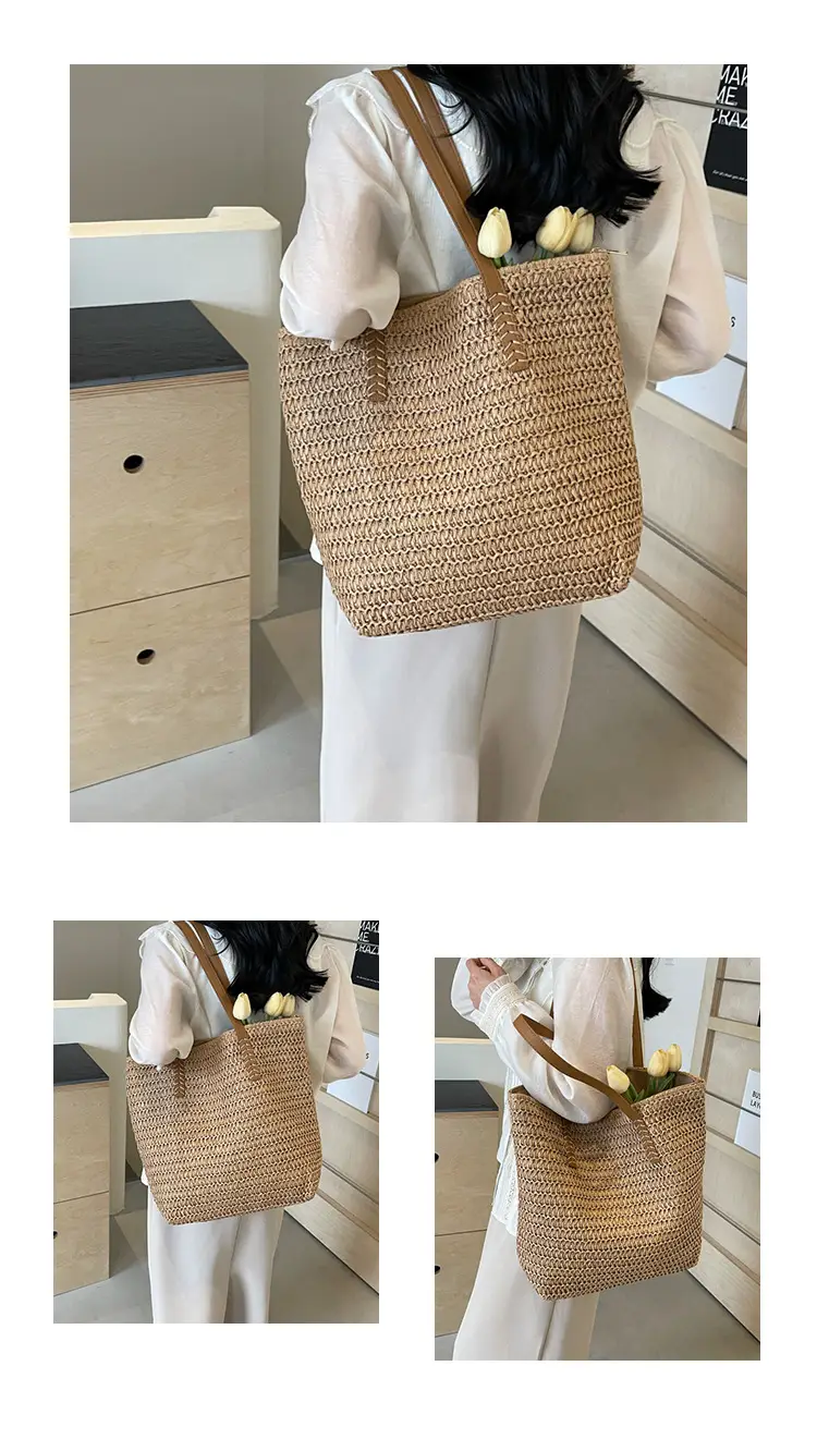 Hollow Straw Shoulder Bag Large Capacity Women — feature 13