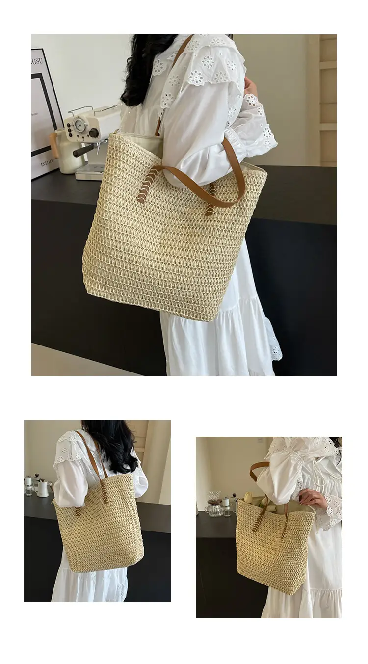 Hollow Straw Shoulder Bag Large Capacity Women — feature 14