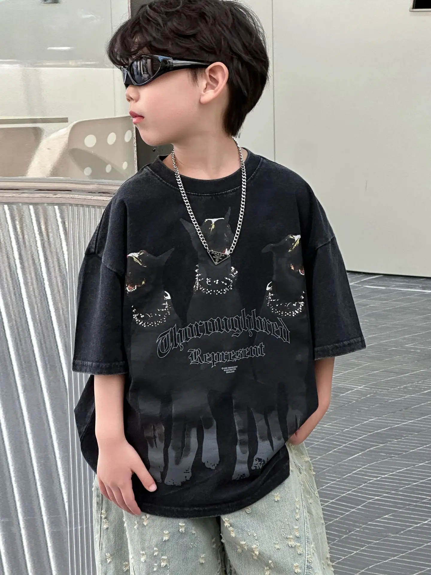 Kids Cartoon T-Shirt Black 2025 Summer New Boys Korean Style - Image 6