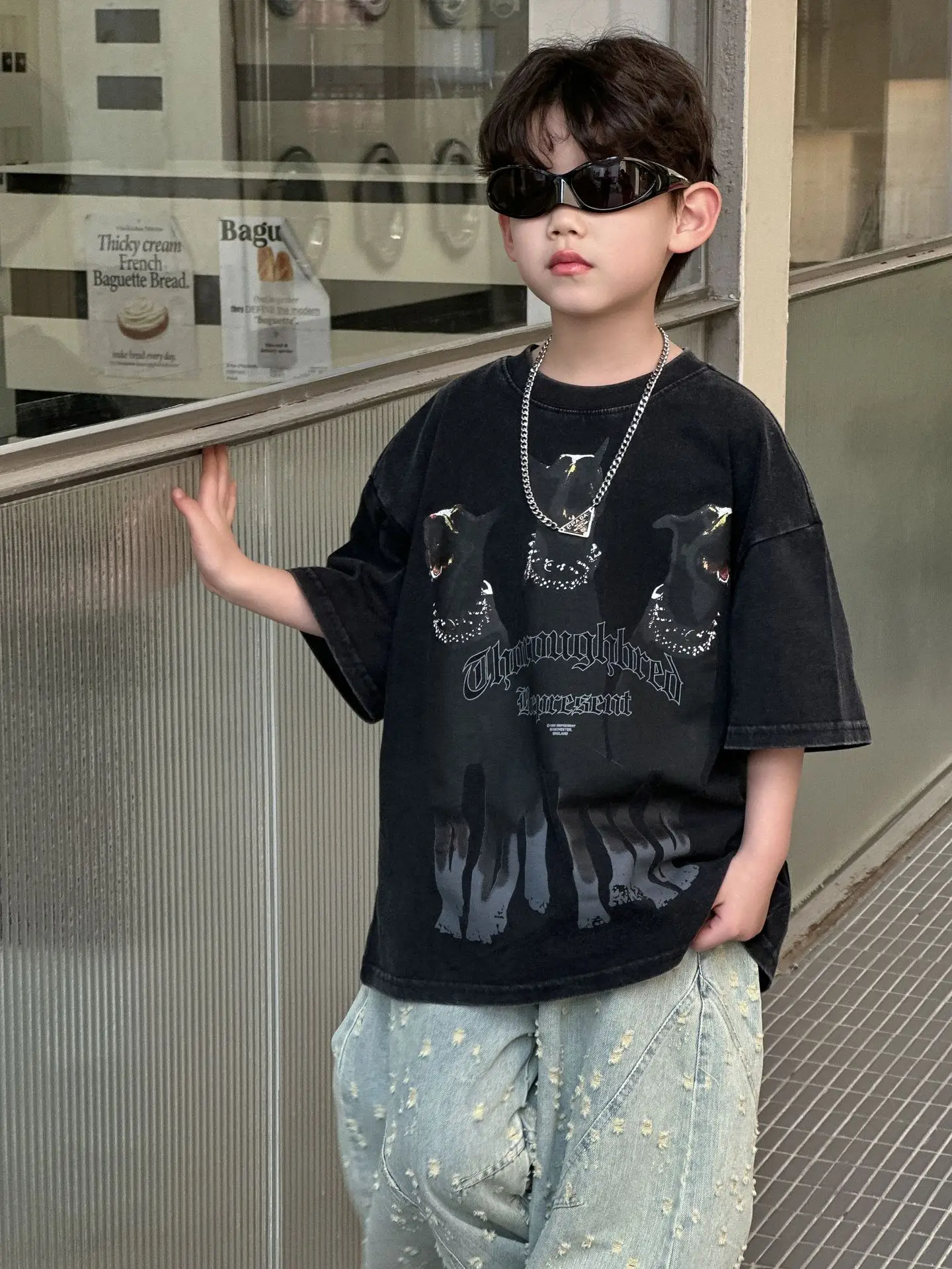 Kids Cartoon T-Shirt Black 2025 Summer New Boys Korean Style — feature 2