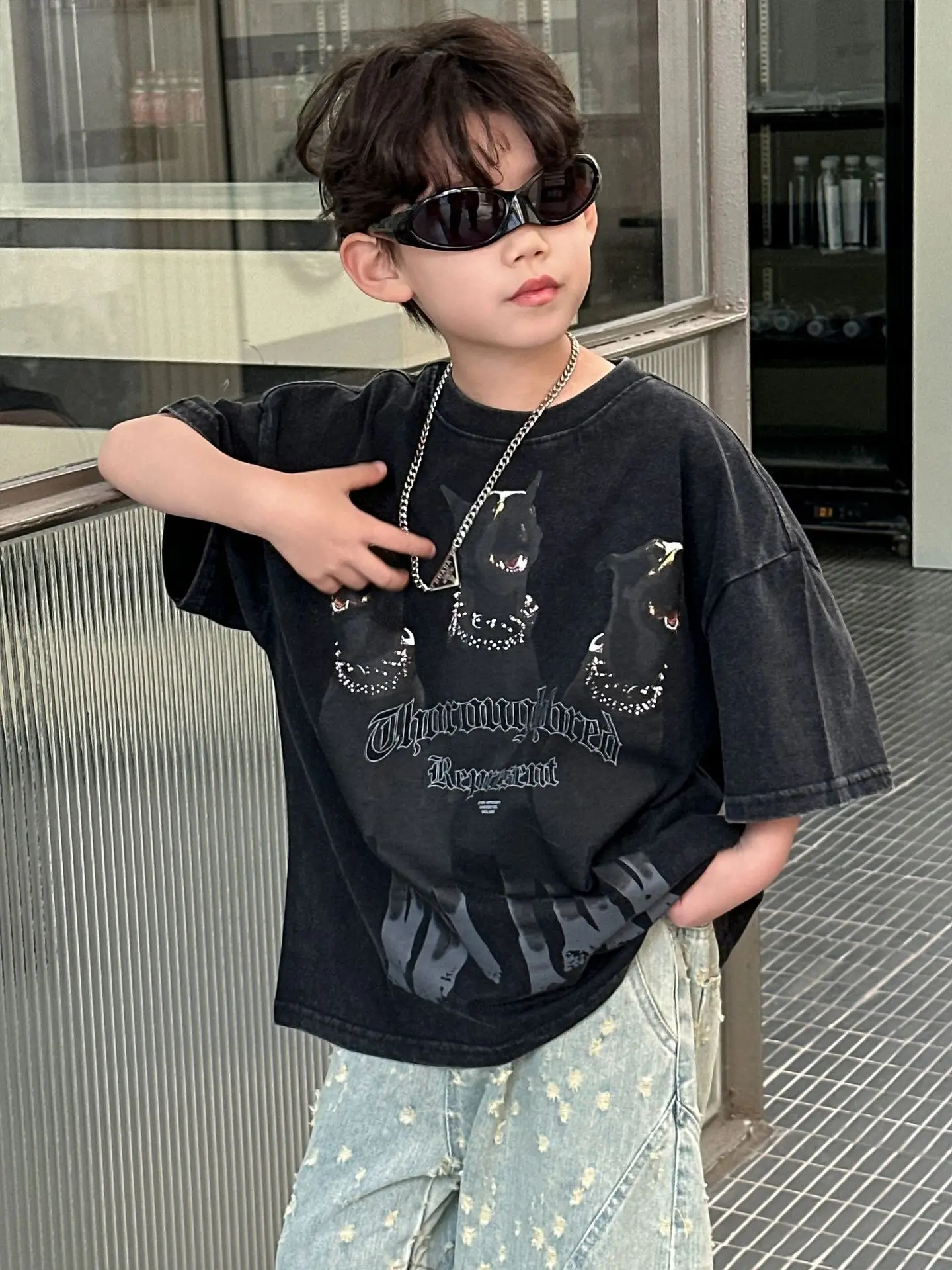 Kids Cartoon T-Shirt Black 2025 Summer New Boys Korean Style — feature 5