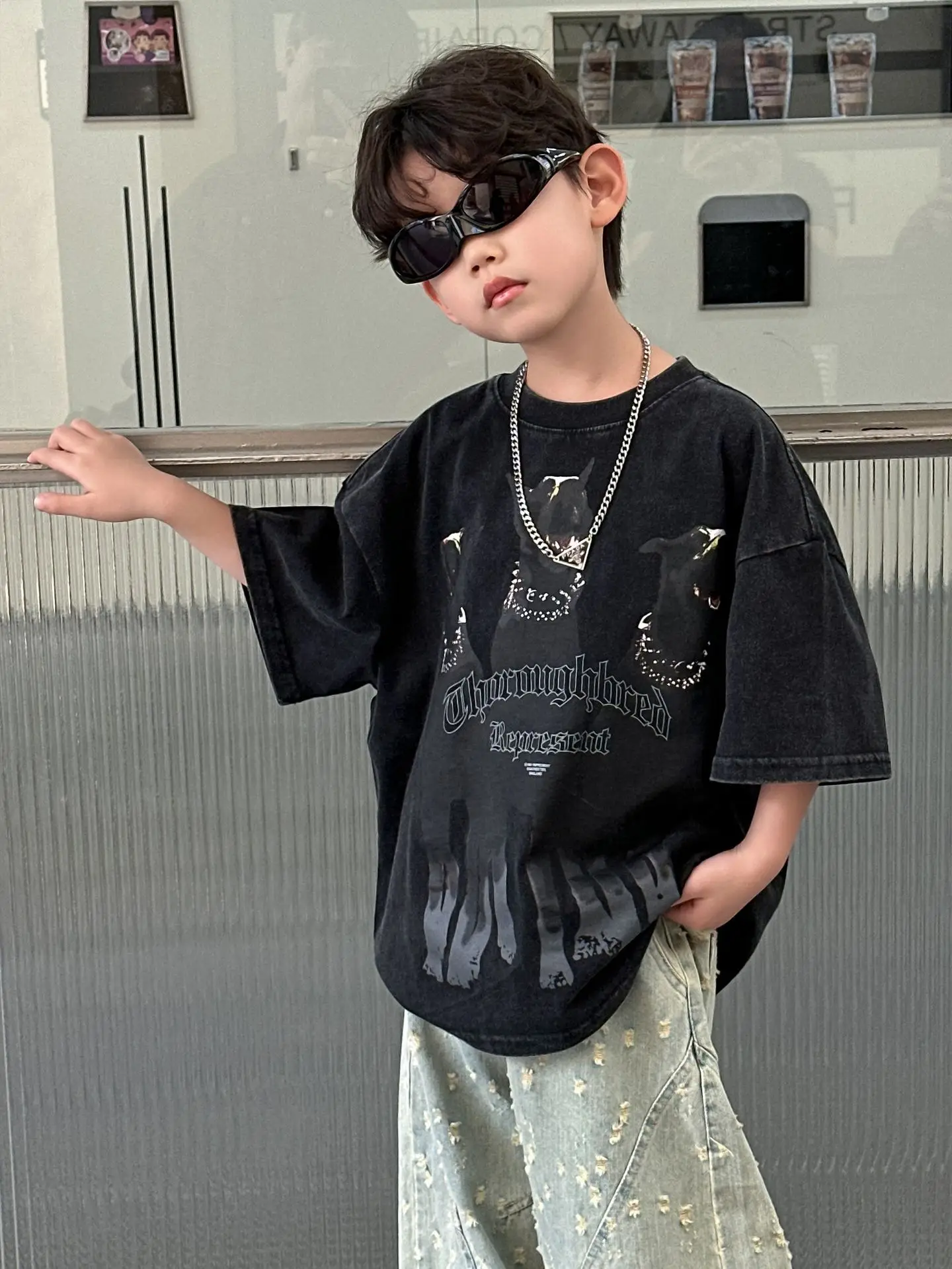 Kids Cartoon T-Shirt Black 2025 Summer New Boys Korean Style — feature 7