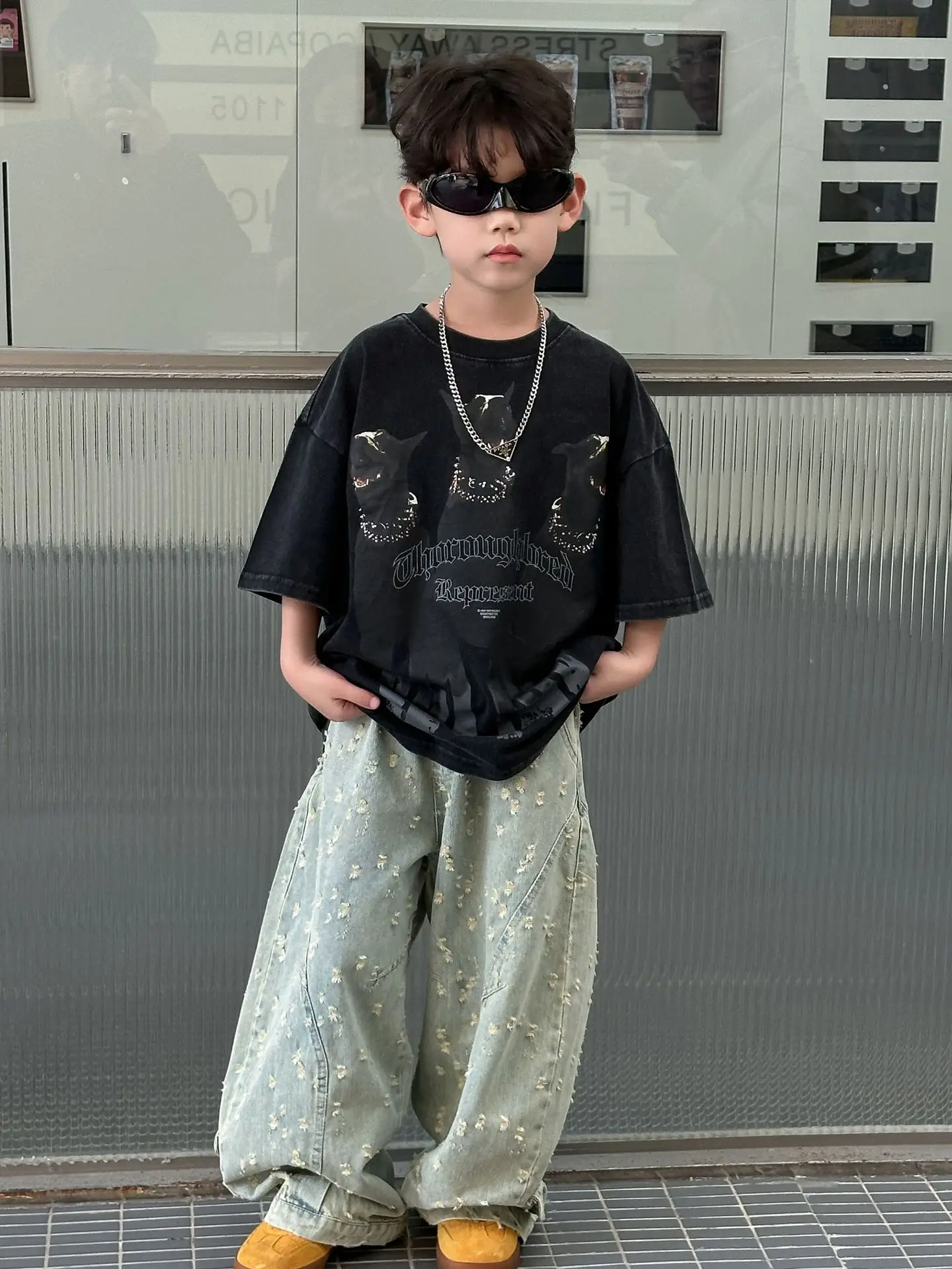 Kids Cartoon T-Shirt Black 2025 Summer New Boys Korean Style — feature 8