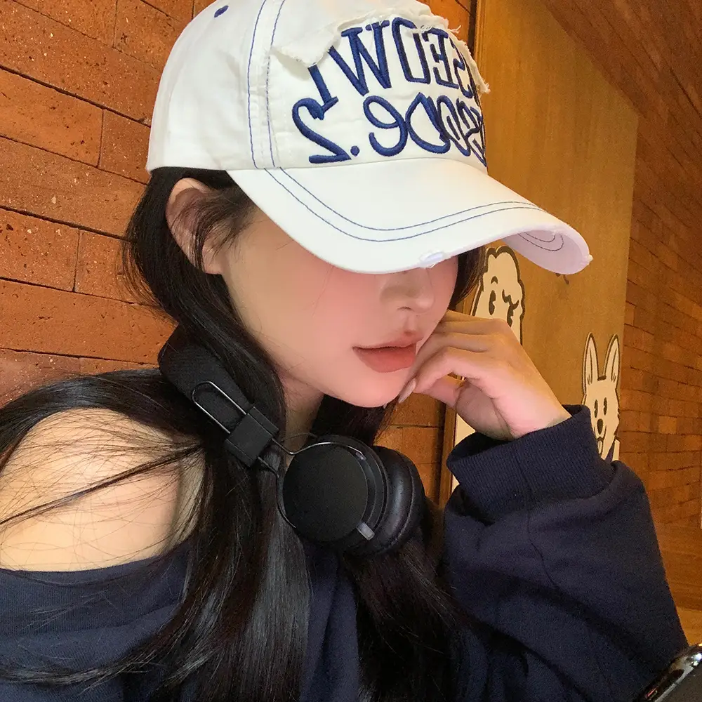 Women's K-Style Embroidered Duck Cap with Headphones - Image 2