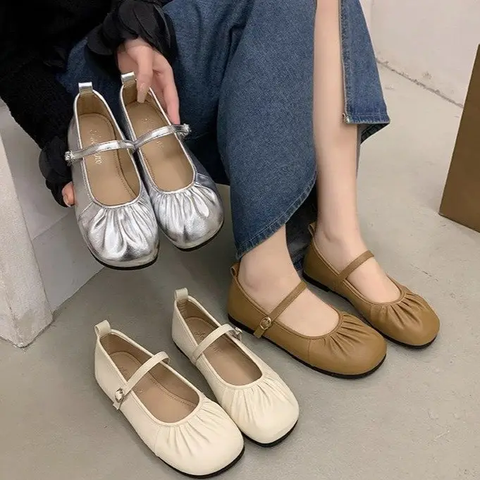 Spring New Fairy Style Buckle Belt Mary Jane Shoes Round-toe Flat Elegant Fashion All-match Small Leather Shoes Single-layer Shoes — feature 1