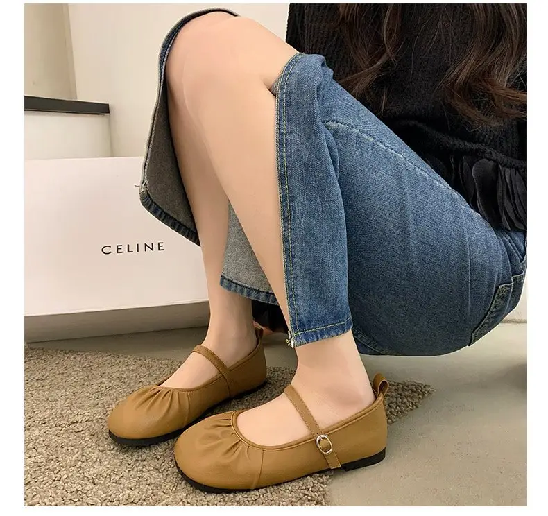 Spring New Fairy Style Buckle Belt Mary Jane Shoes Round-toe Flat Elegant Fashion All-match Small Leather Shoes Single-layer Shoes — feature 11