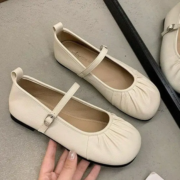Spring New Fairy Style Buckle Belt Mary Jane Shoes Round-toe Flat Elegant Fashion All-match Small Leather Shoes Single-layer Shoes — feature 13