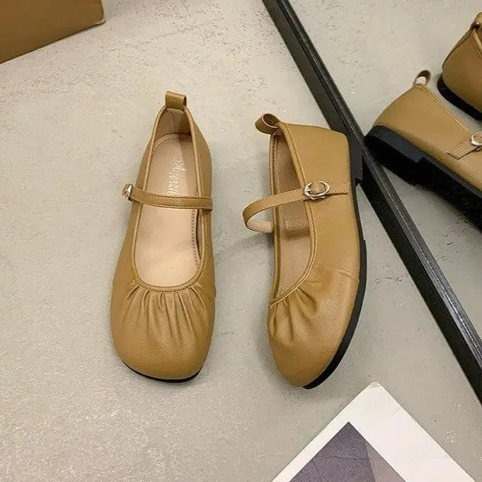 Spring New Fairy Style Buckle Belt Mary Jane Shoes Round-toe Flat Elegant Fashion All-match Small Leather Shoes Single-layer Shoes — feature 14
