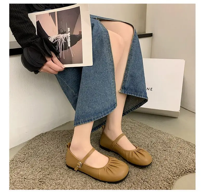 Spring New Fairy Style Buckle Belt Mary Jane Shoes Round-toe Flat Elegant Fashion All-match Small Leather Shoes Single-layer Shoes — feature 2
