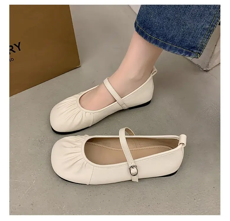 Spring New Fairy Style Buckle Belt Mary Jane Shoes Round-toe Flat Elegant Fashion All-match Small Leather Shoes Single-layer Shoes — feature 4