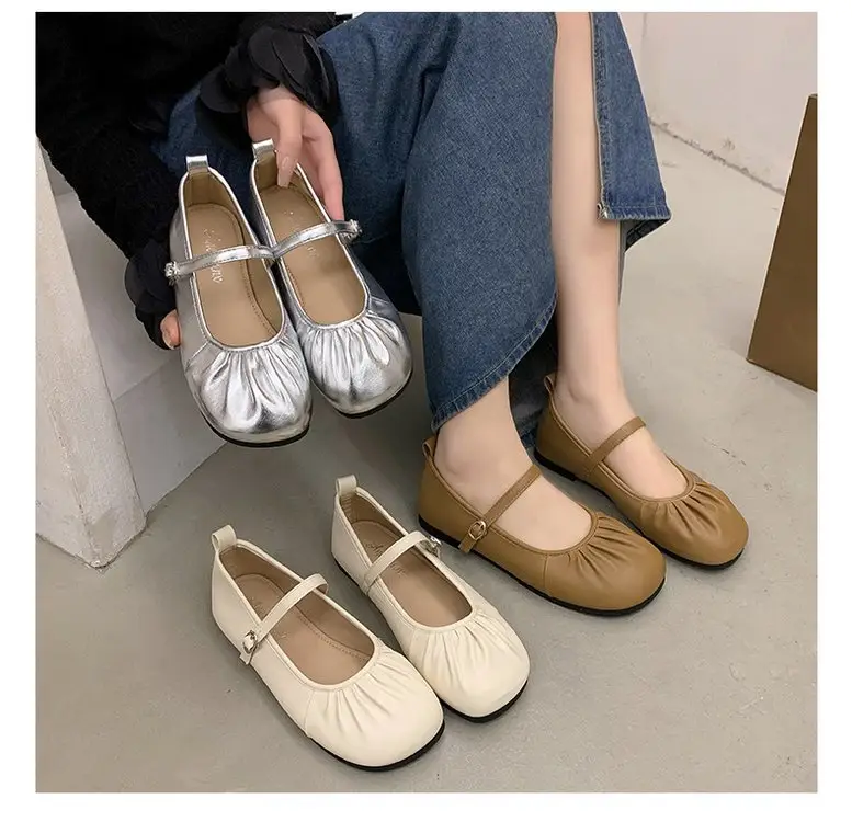 Spring New Fairy Style Buckle Belt Mary Jane Shoes Round-toe Flat Elegant Fashion All-match Small Leather Shoes Single-layer Shoes — feature 7