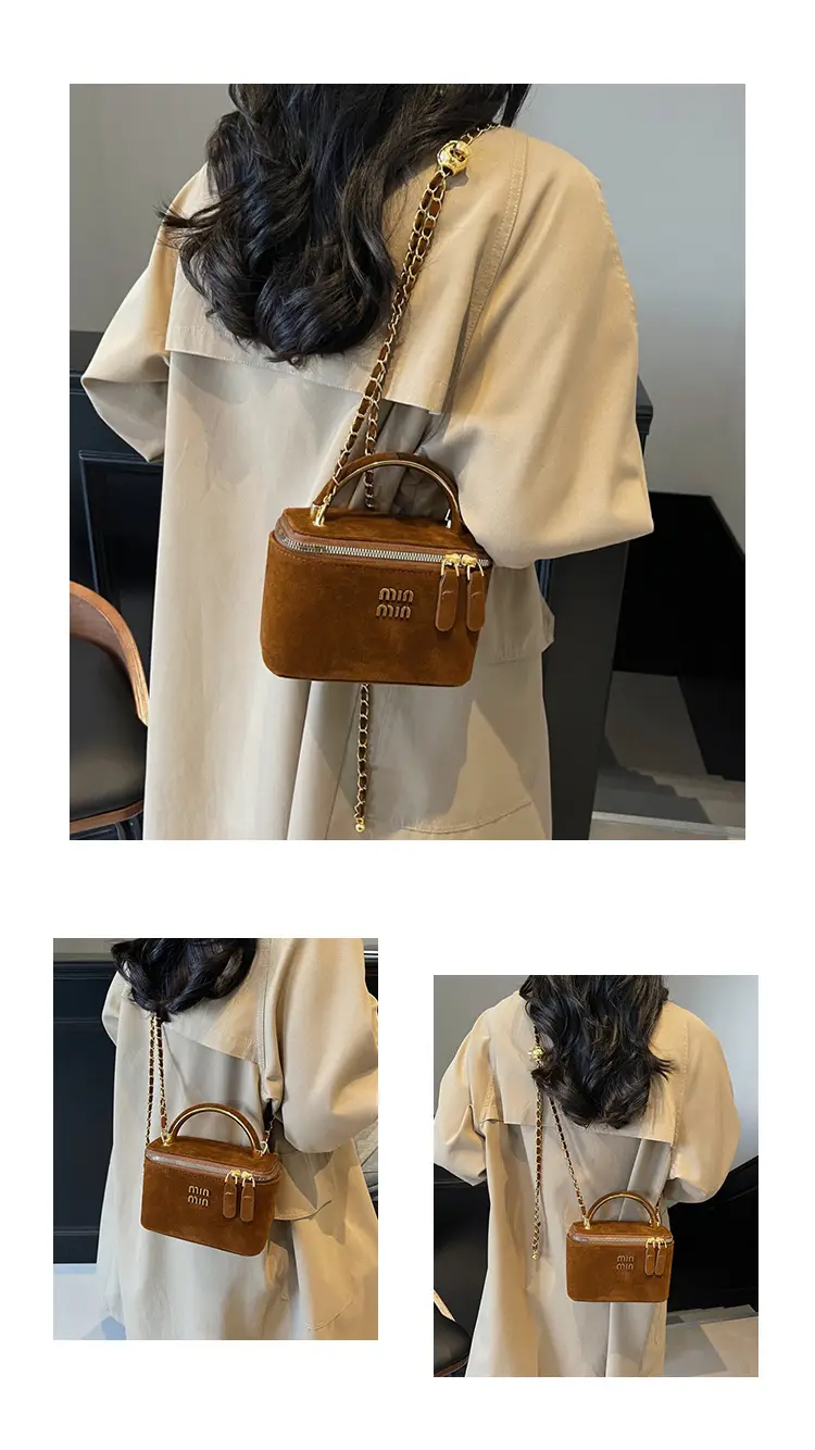 Women's Velvet Crossbody Bag Maroon Gold Chain 2025 — feature 14