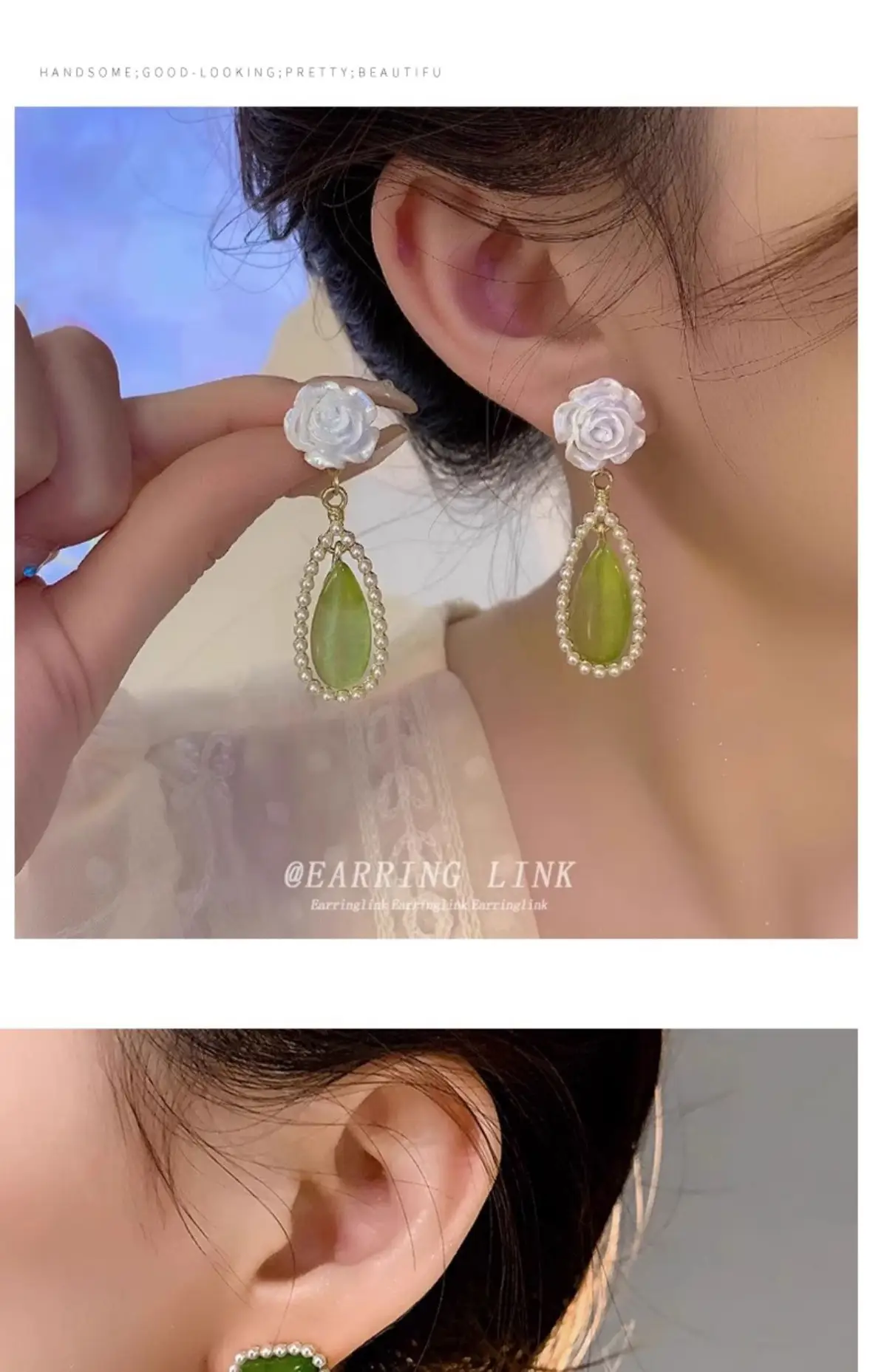 Green Gardenia Flower Earrings for Women 2025 Summer — feature 4