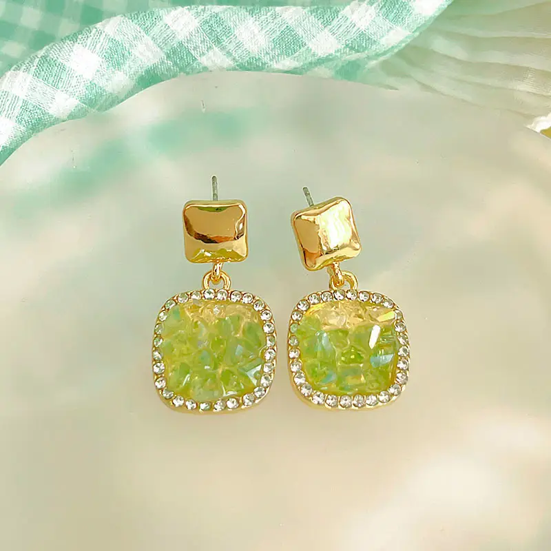 Green Gardenia Flower Earrings for Women 2025 Summer - Image 2