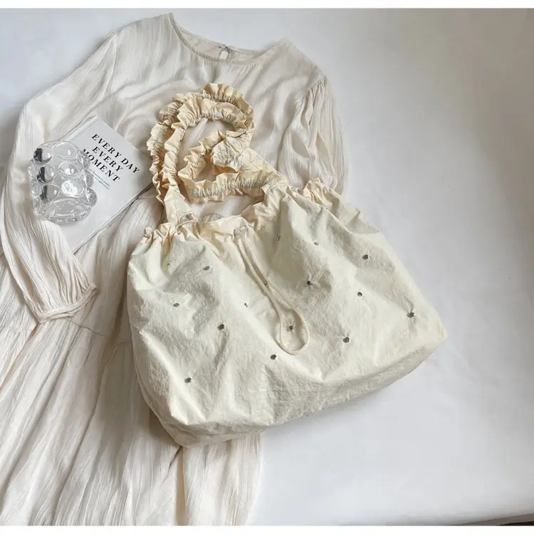 Women's Korean Style Rivet Shoulder Bag Cream — feature 21