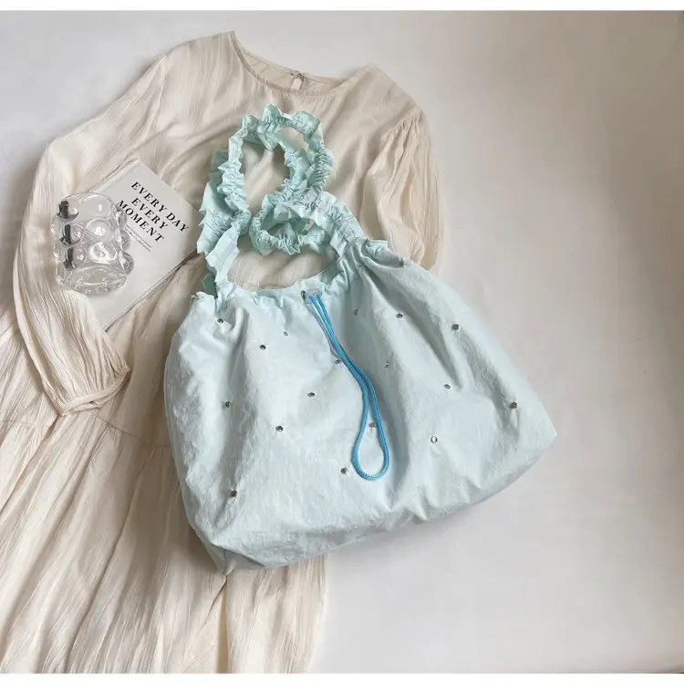 Women's Korean Style Rivet Shoulder Bag Cream — feature 22