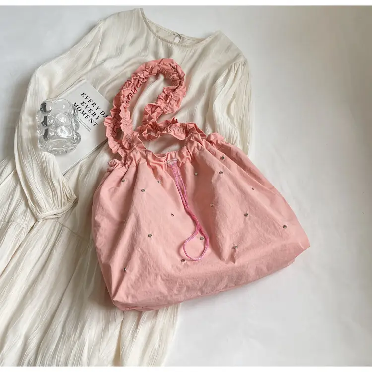 Women's Korean Style Rivet Shoulder Bag Cream — feature 24