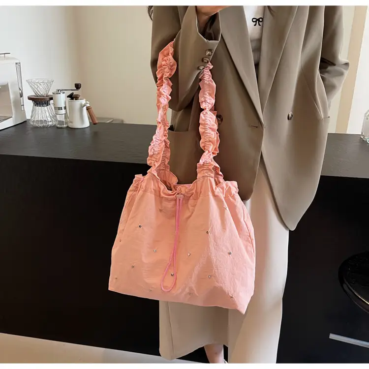 Women's Korean Style Rivet Shoulder Bag Cream — feature 29
