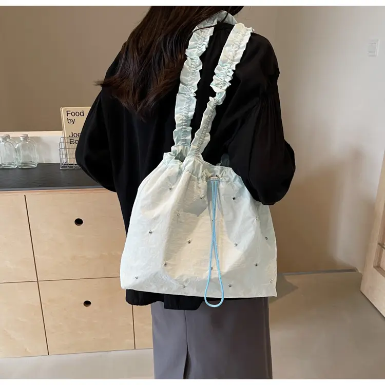 Women's Korean Style Rivet Shoulder Bag Cream — feature 42