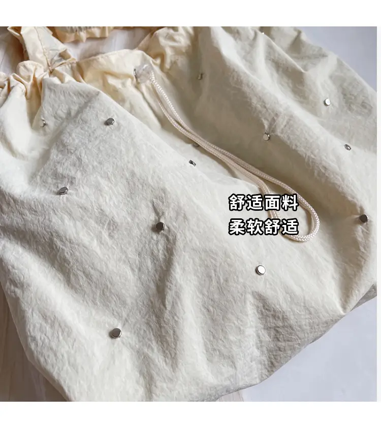 Women's Korean Style Rivet Shoulder Bag Cream — feature 7