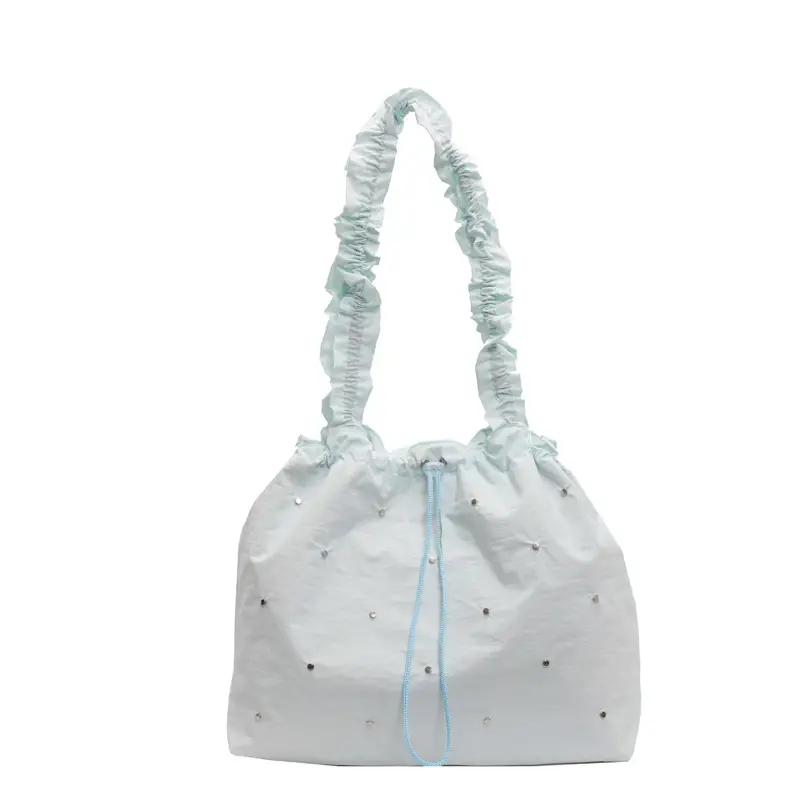Women's Korean Style Rivet Shoulder Bag Cream - Image 3