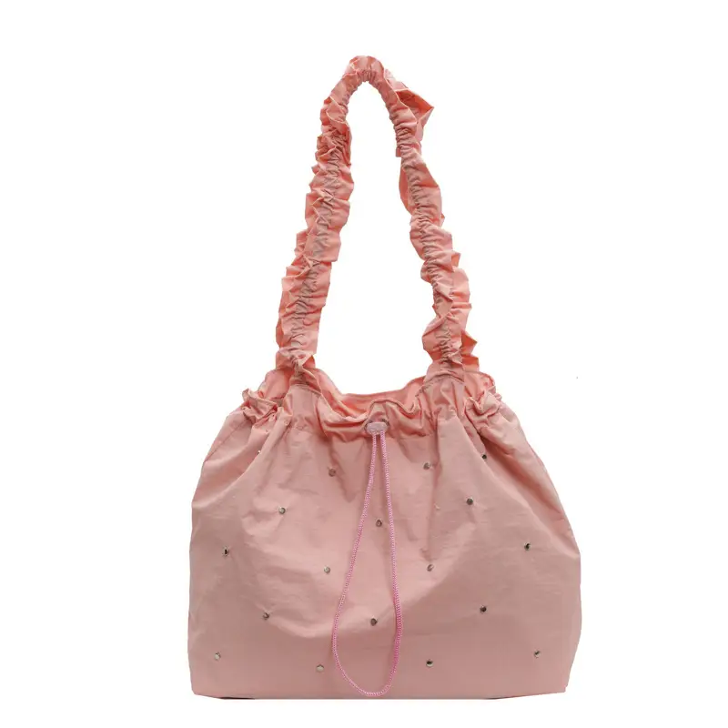Women's Korean Style Rivet Shoulder Bag Cream - Image 4