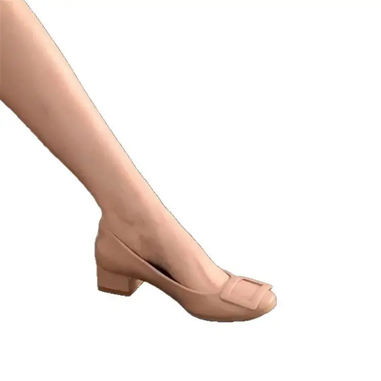 Women's Pink Square Toe Heel Shoes 2025 Spring - Image 5