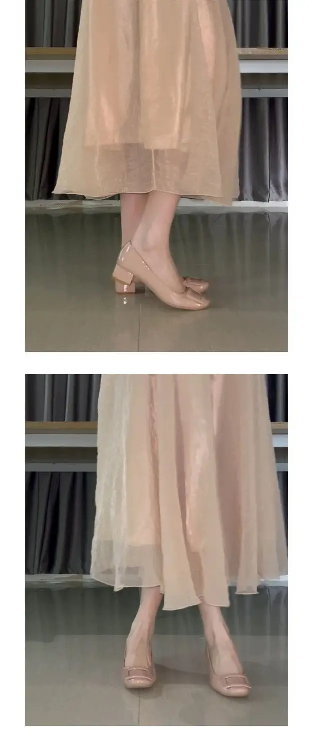 Women's Pink Square Toe Heel Shoes 2025 Spring — feature 8