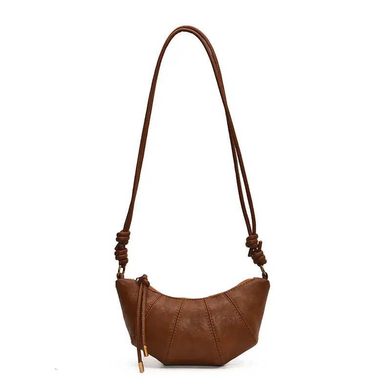 Women's Brown Leather Crossbody Bag with Chain Strap - Image 5