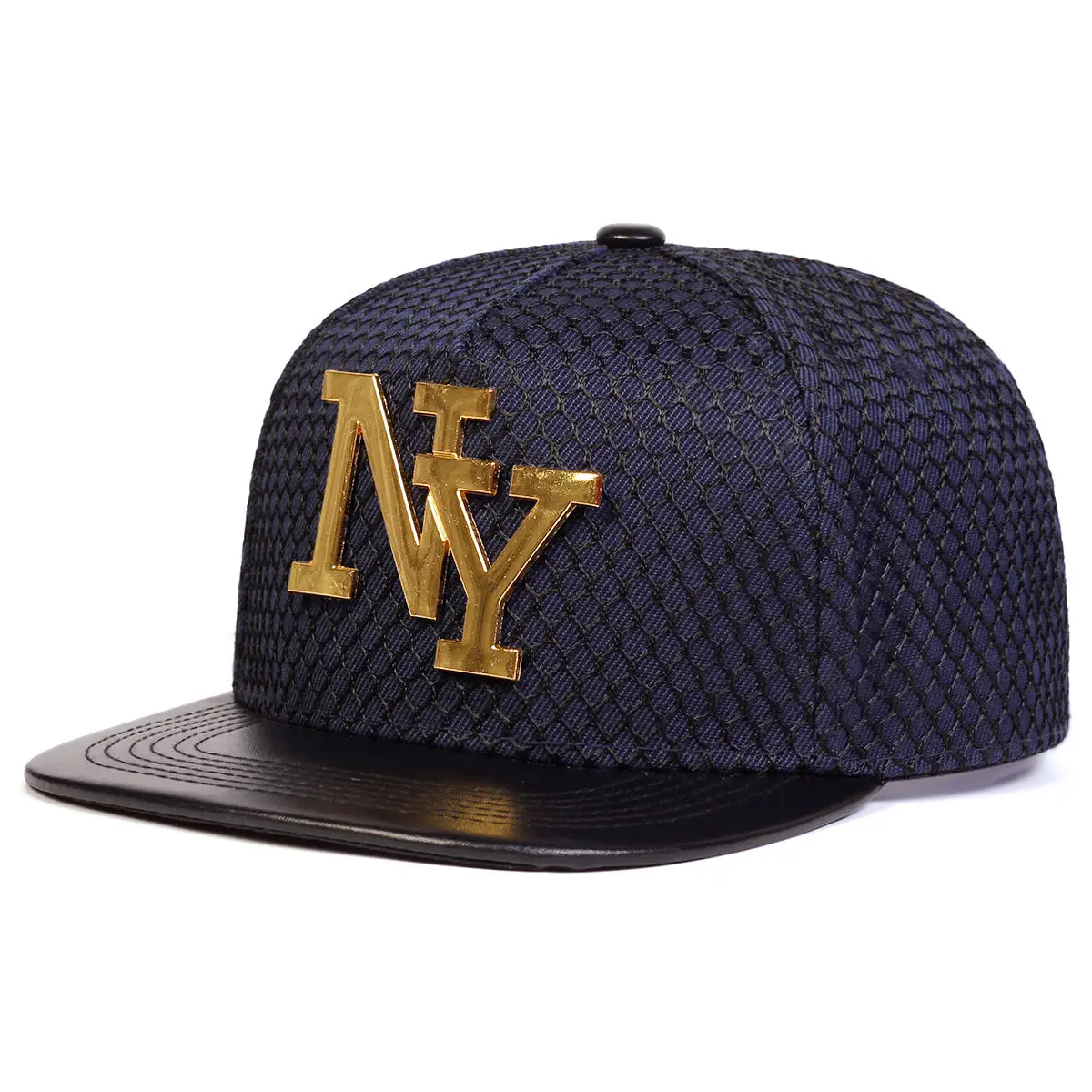 NYC Metal Letter Cap Blue Flat Bristle Men - Image 2
